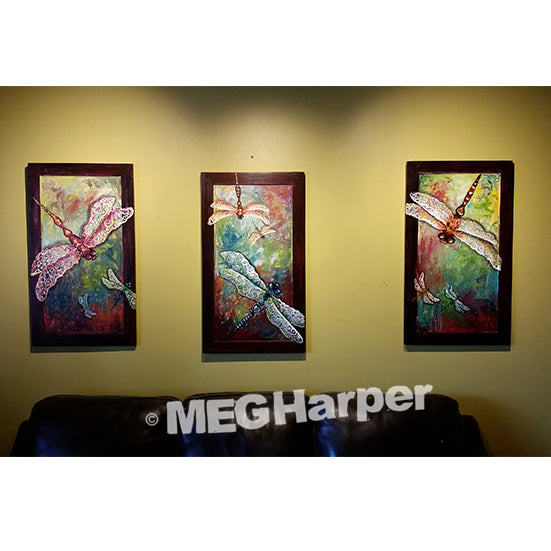Custom Animal Painting_Dragonflies_Dragonfly Triptych