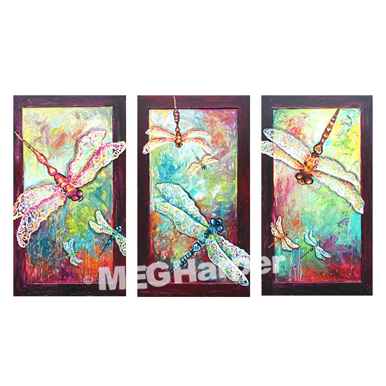 Custom Animal Painting_Dragonflies_Dragonfly Triptych