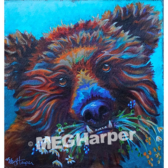 Custom Animal Painting_Bear_Flower Power