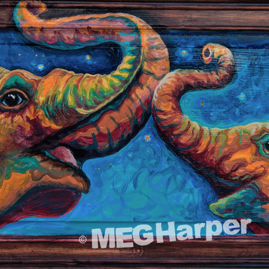 Custom Animal Painting_Elephants_2 Trunk 2 Care