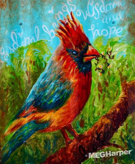 Custom Animal Painting_Bird_Cardinal Brings Wisdom