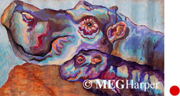 Custom Animal Painting_Hippo_Harmonious Hippos