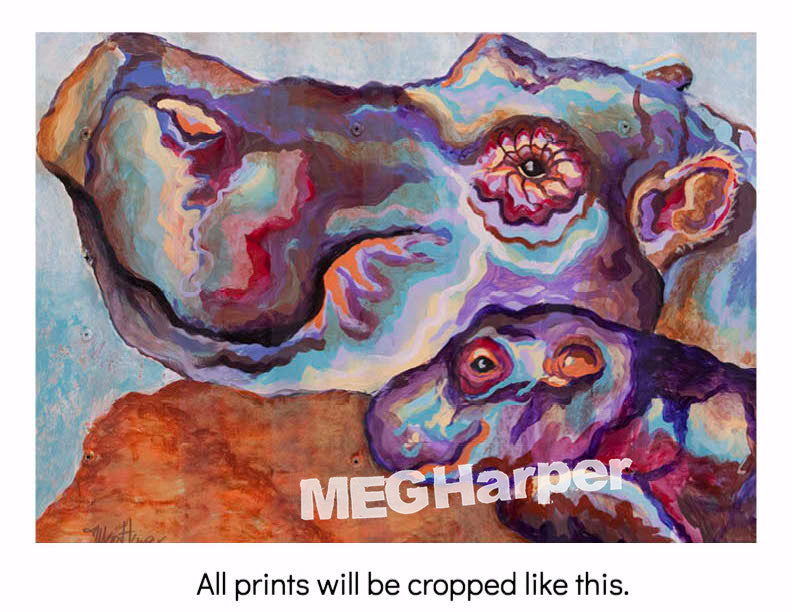 Custom Animal Painting_Hippo_Harmonious Hippos