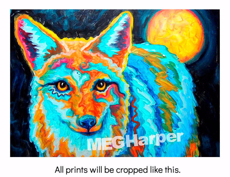 Custom Animal Painting_Coyote_Shine in the Moonlight