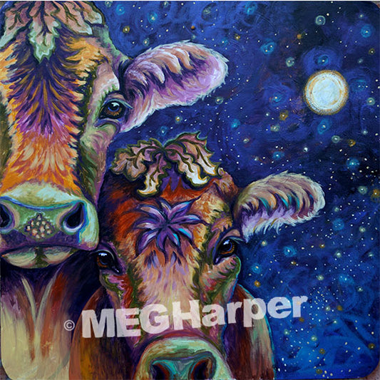Custom Animal Painting_Cow_Moonlight Milkmates