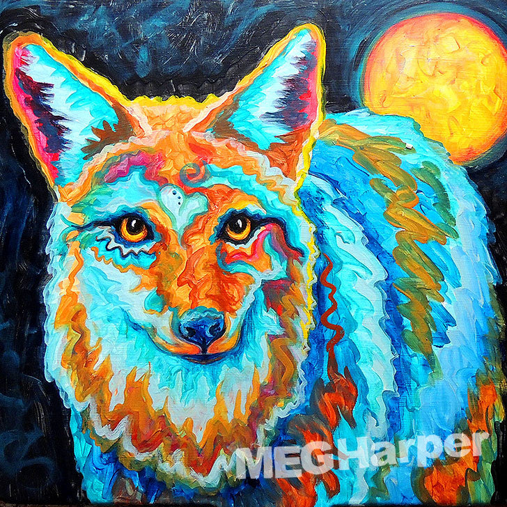 Custom Animal Painting_Coyote_Shine in the Moonlight