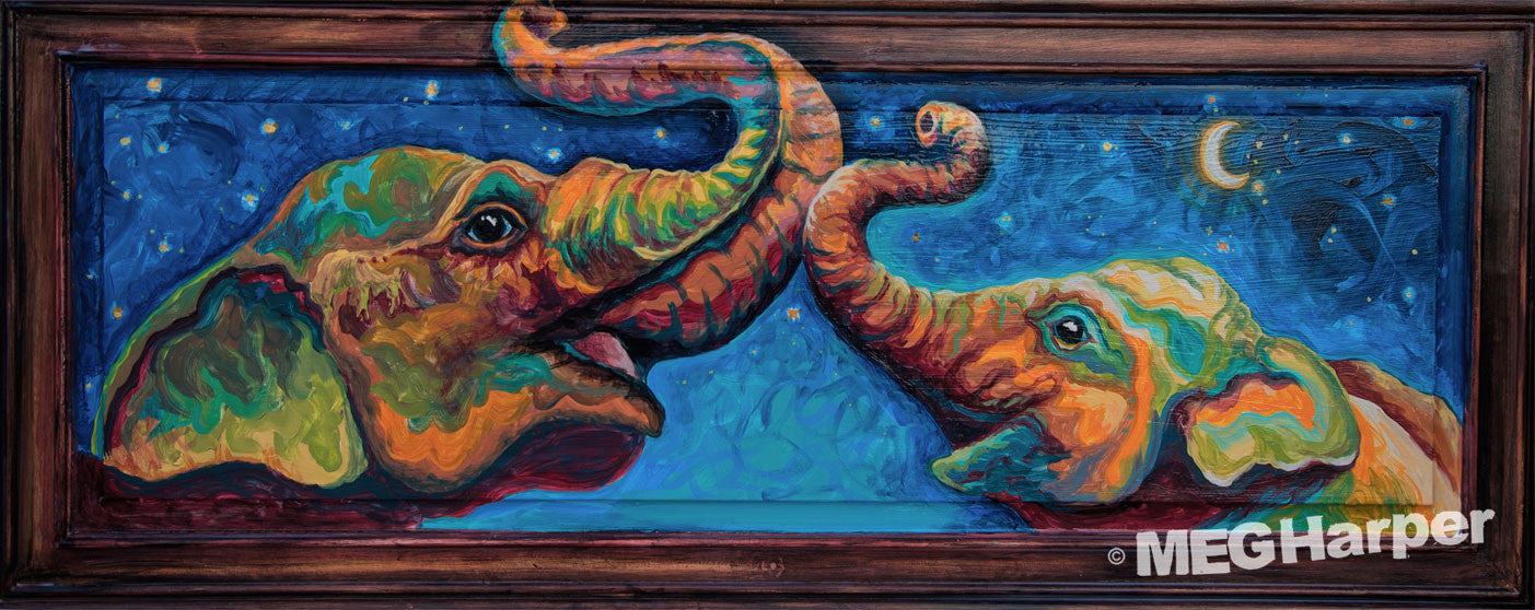 Custom Animal Painting_Elephants_2 Trunk 2 Care